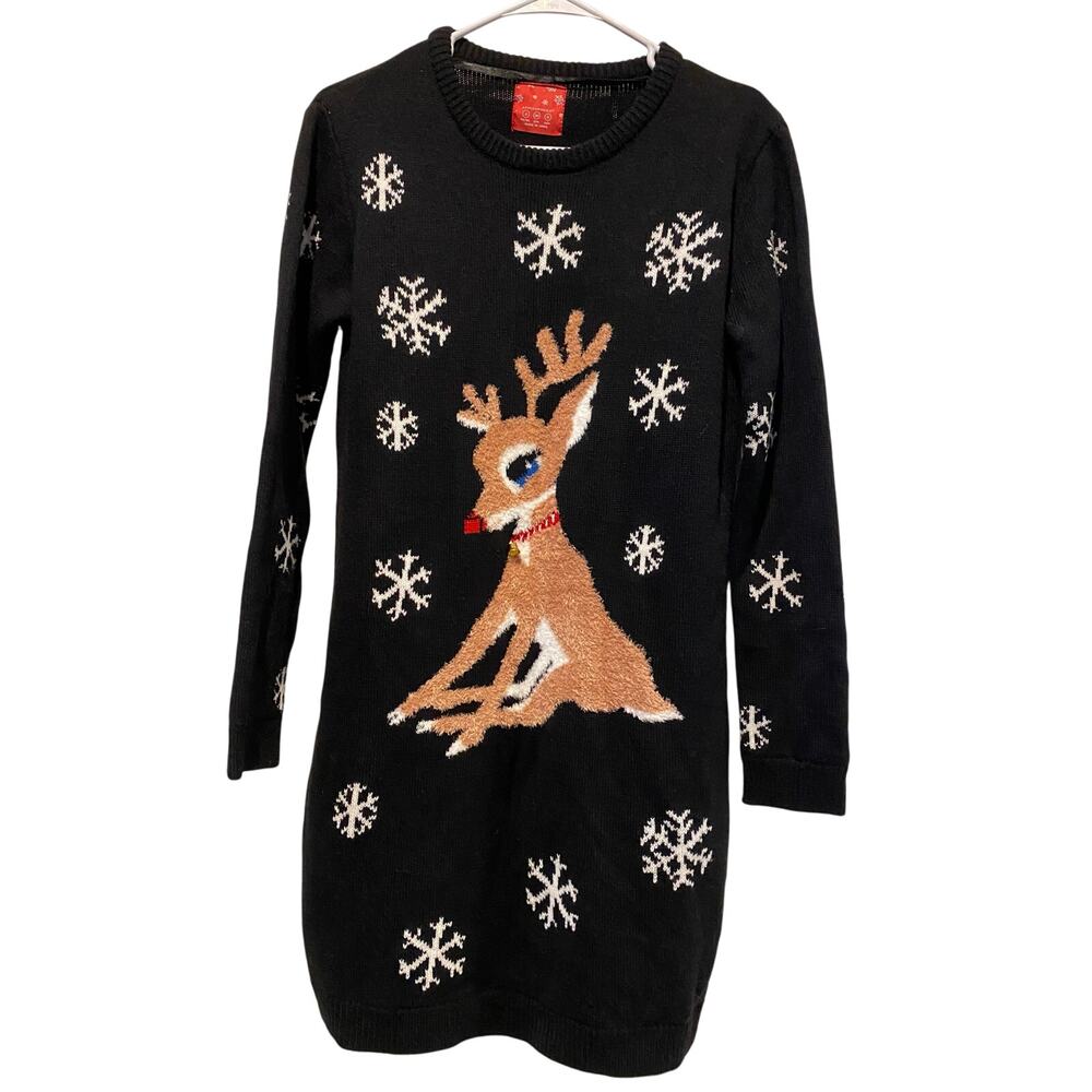 Primark Reindeer Christmas Sweater Dress US 4 Snowflake Rudolf Holiday Winter